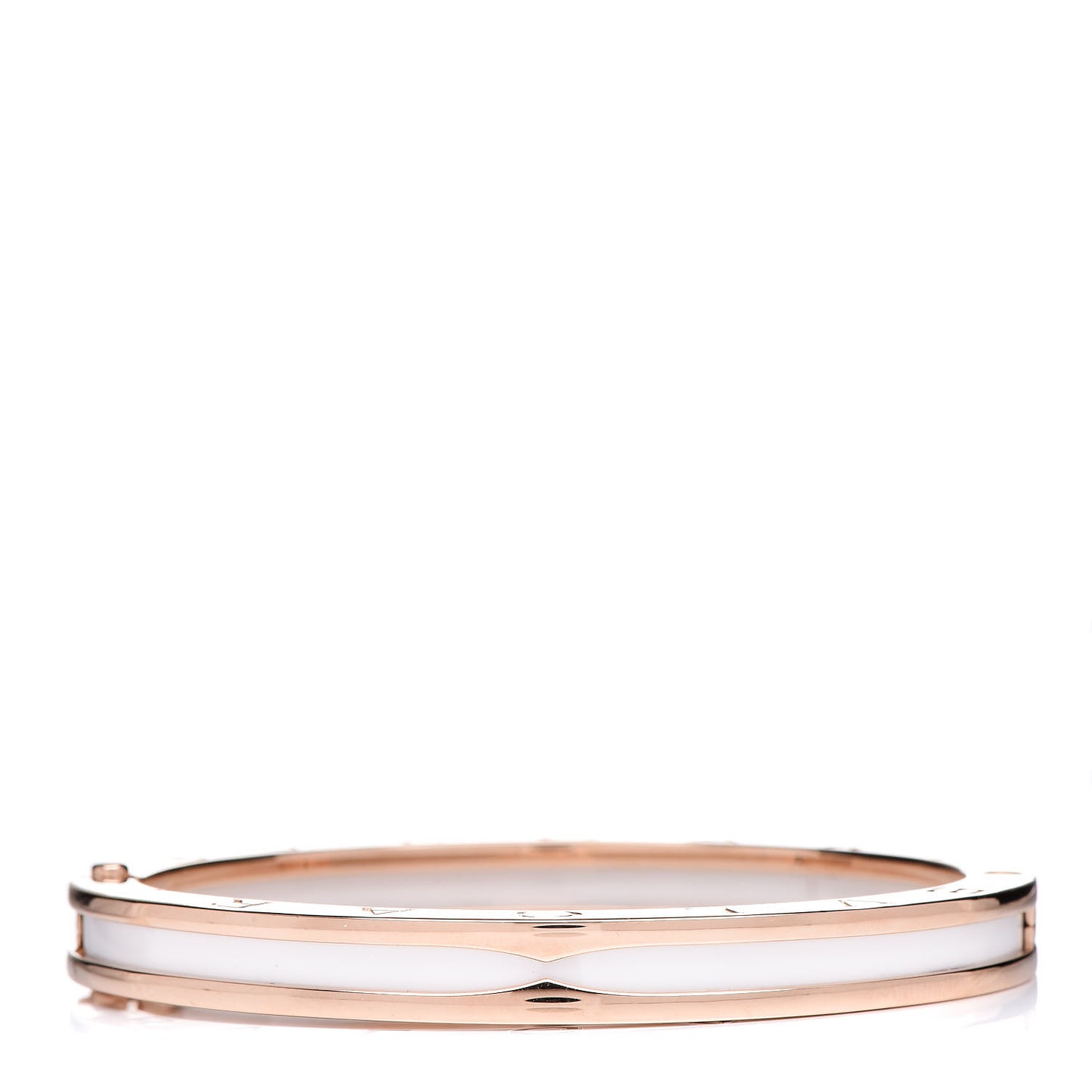 18K Rose Gold White Ceramic B.Zero1 Bangle Bracelet M