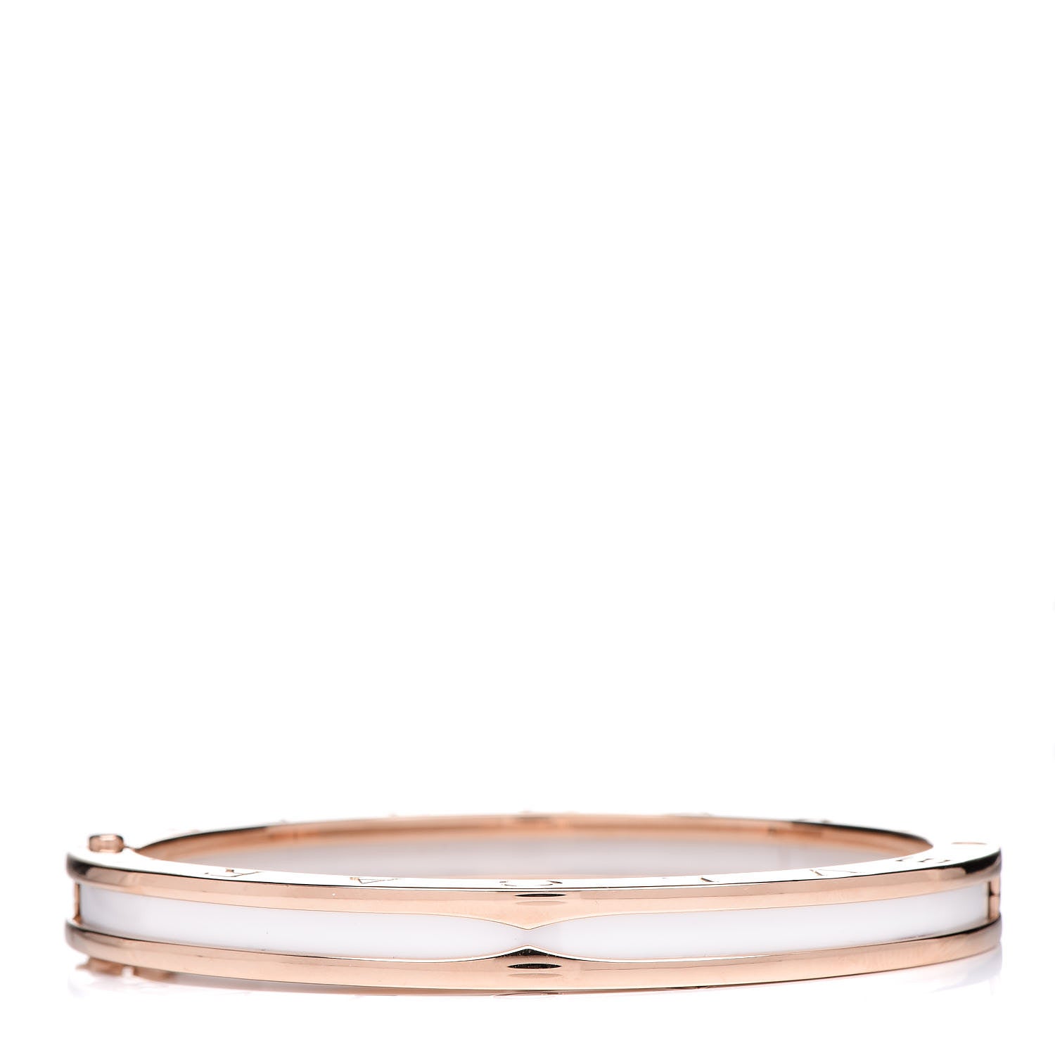 Bulgari 18K Rose Gold White Ceramic B.Zero1 Bangle Bracelet M 1 of 7
