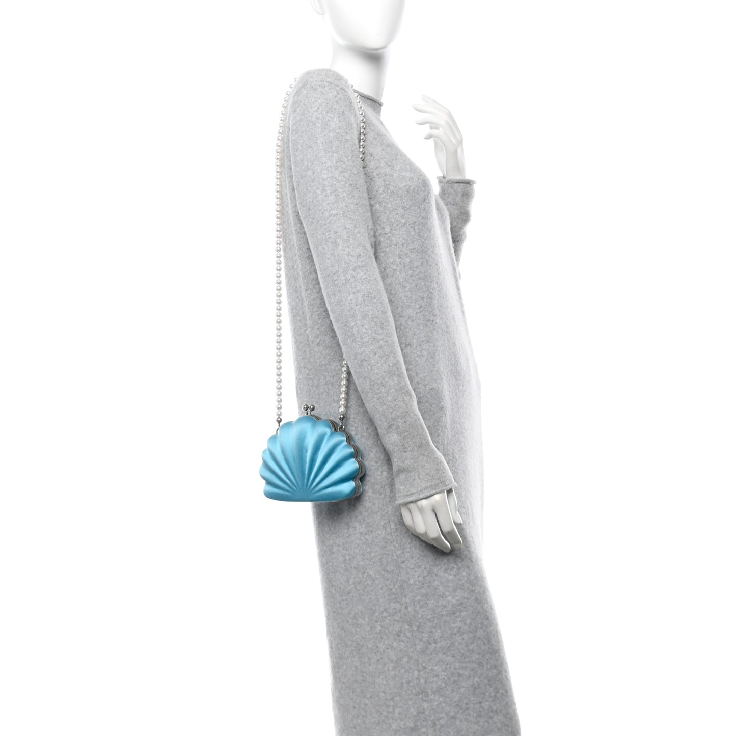 Satin Pearl Shell Clutch Bag Turquoise