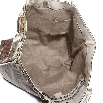Gucci Crystal Monogram Snakeskin Large Babouska Shopping Tote 5 of 8