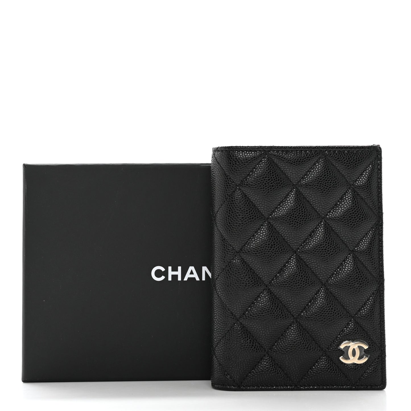 Caviar Quilted Passport Holder Black