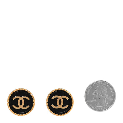 Chanel Metal Rope CC Round Clip On Earrings Black Gold 2 of 5