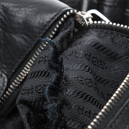 Prada Soft Calf Pleated Hobo Nero Black 11 of 13
