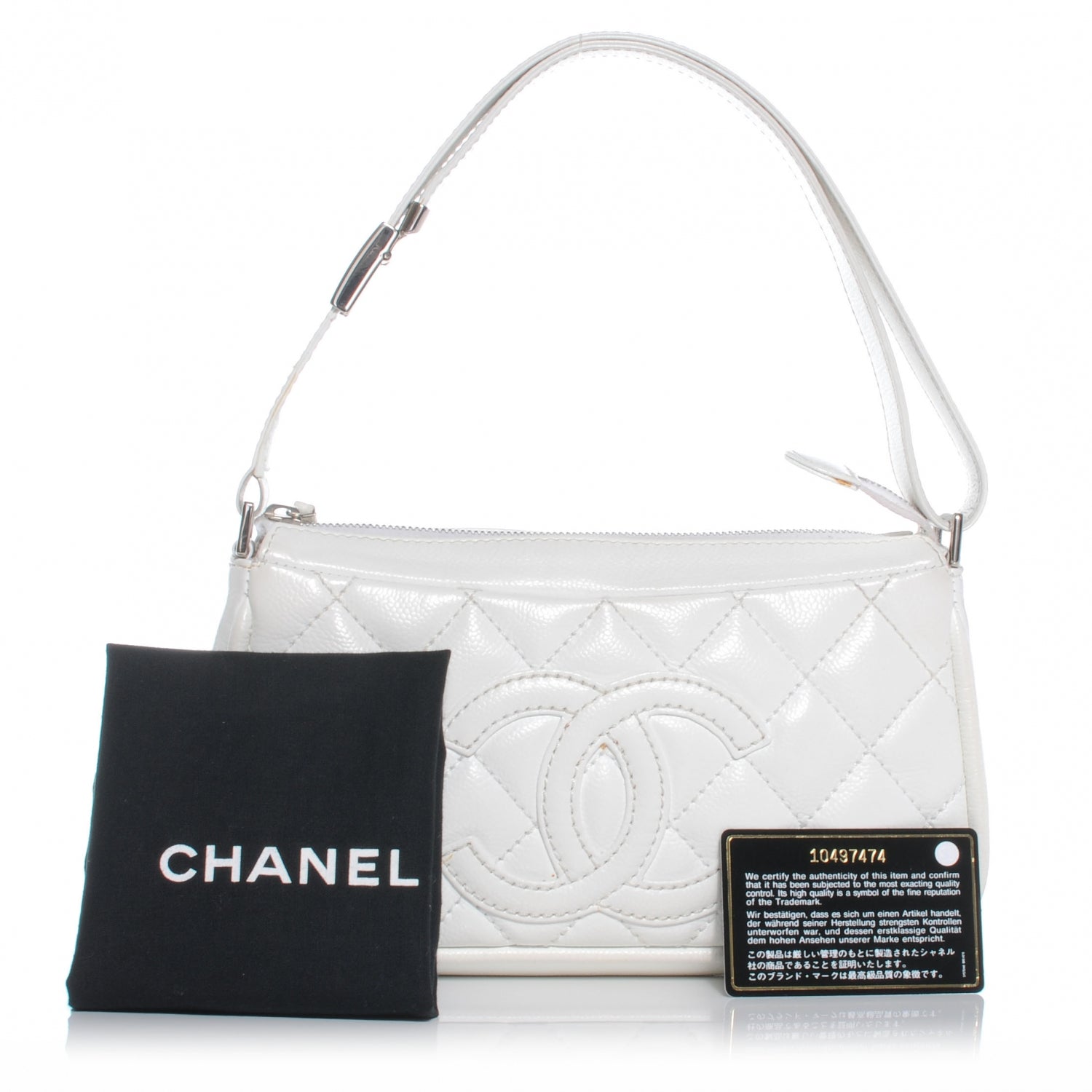 Chanel Caviar Quilted Small Pochette Bag White 4 of 8