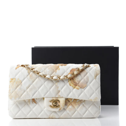 Chanel Denim Floral Printed Medium Double Flap Beige 12 of 12