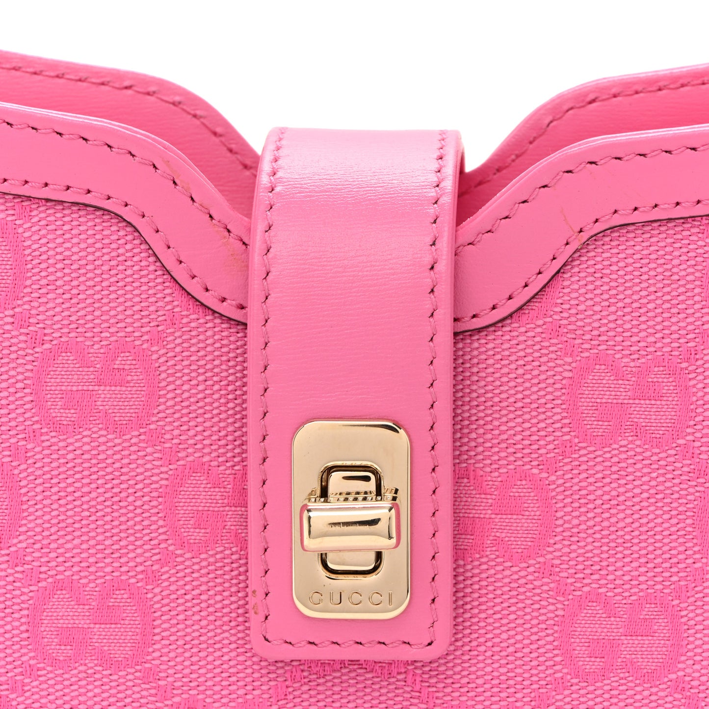 Calfskin Monogram Mini Moon Side Shoulder Bag Pink