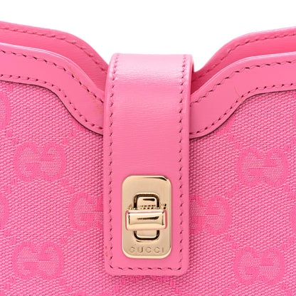 Gucci Calfskin Monogram Mini Moon Side Shoulder Bag Pink 8 of 10
