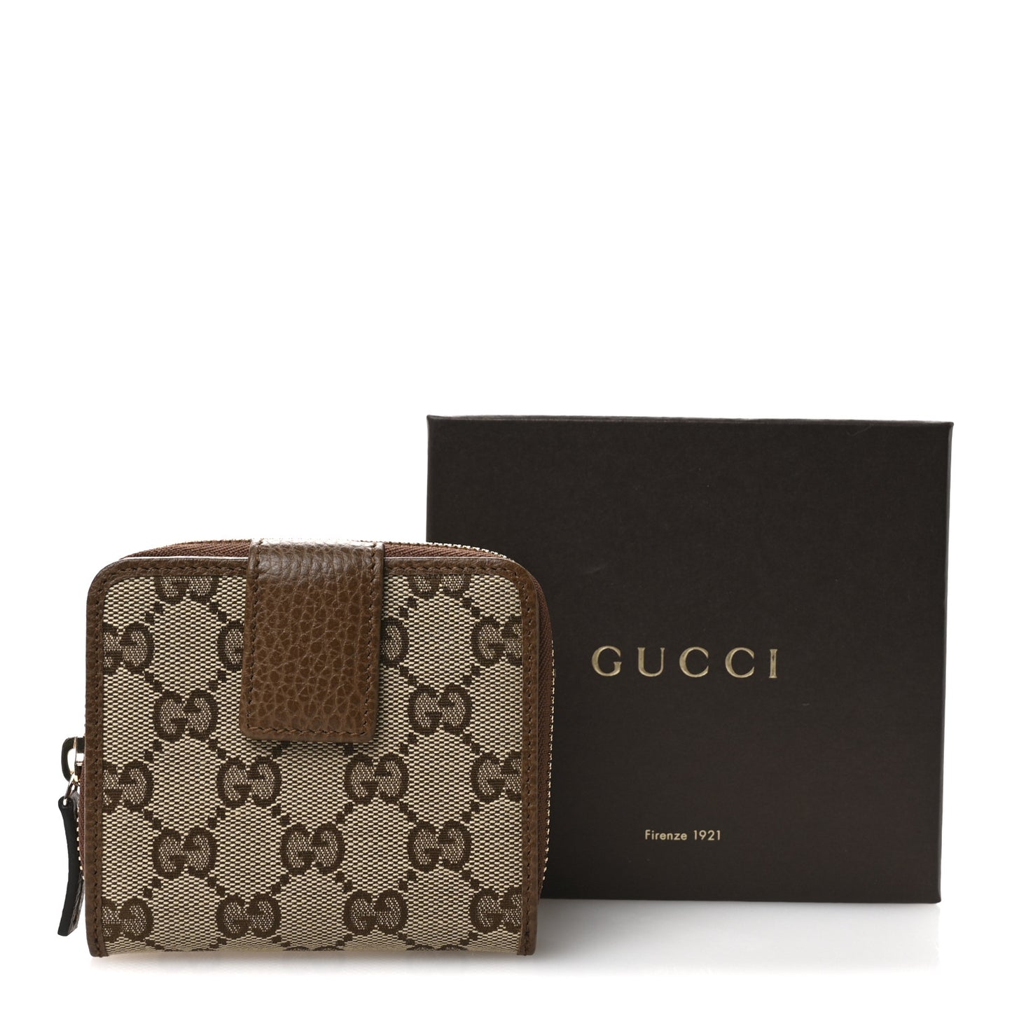 Monogram Dollar Calfskin Zip Around French Wallet Beige Ebony Tabacco
