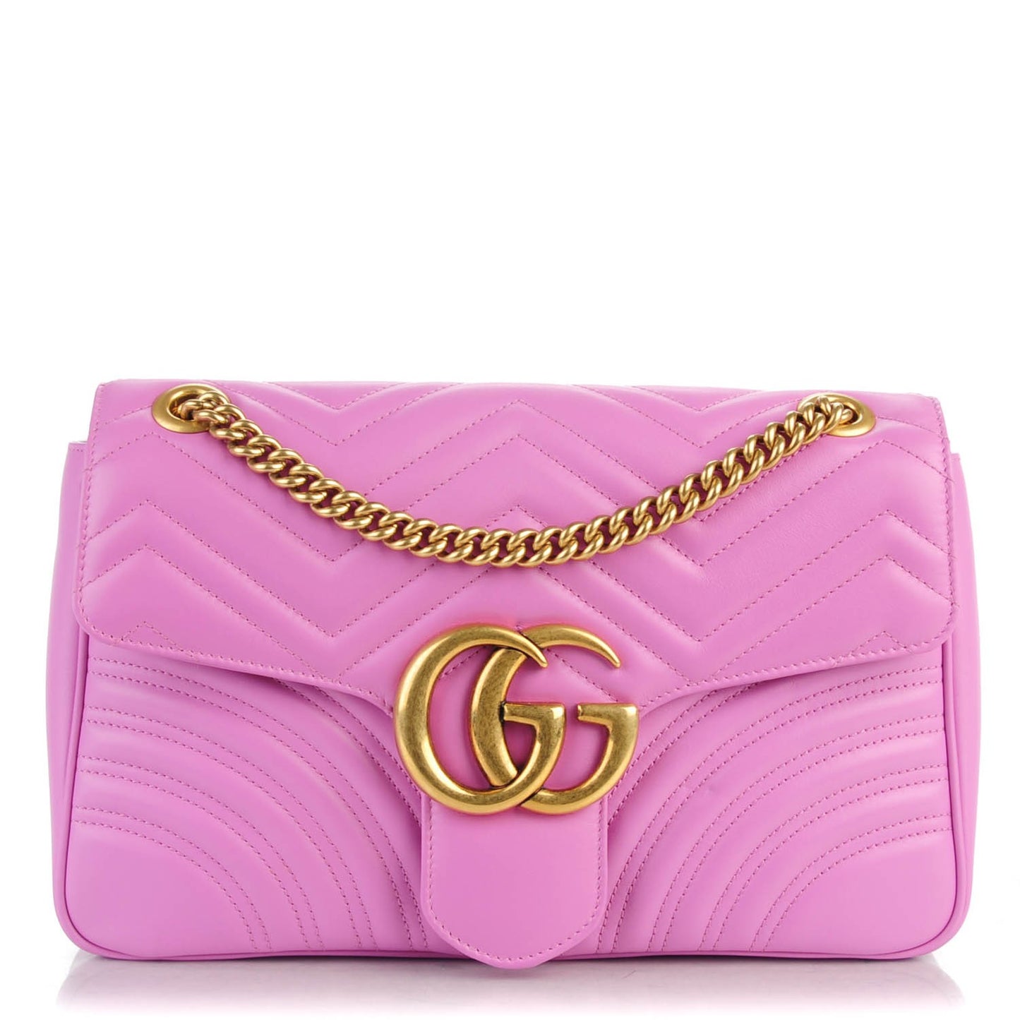 Calfskin Matelasse Medium GG Marmont Shoulder Bag Candy Mousse
