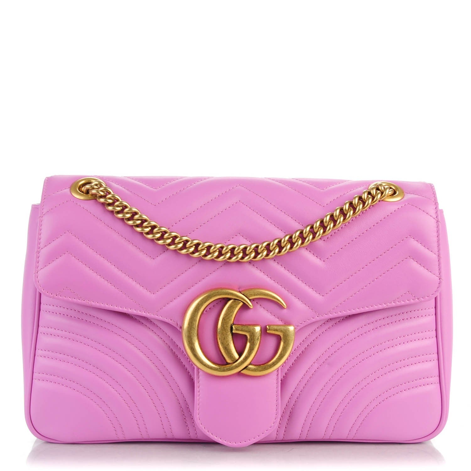 Gucci Calfskin Matelasse Medium GG Marmont Shoulder Bag Candy Mousse 1 of 8