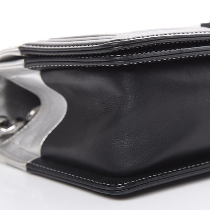 Chanel Metallic Goatskin Calfskin Medium Boy Flap Silver Black 6 of 15