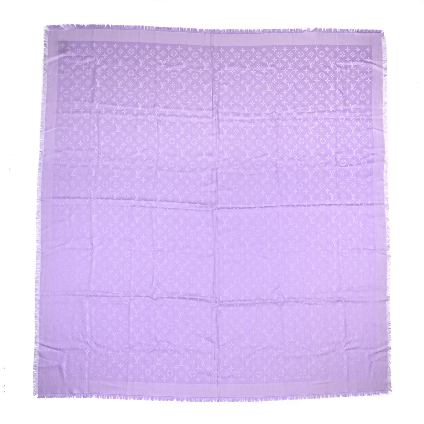 Silk Wool Monogram Shawl Mauve