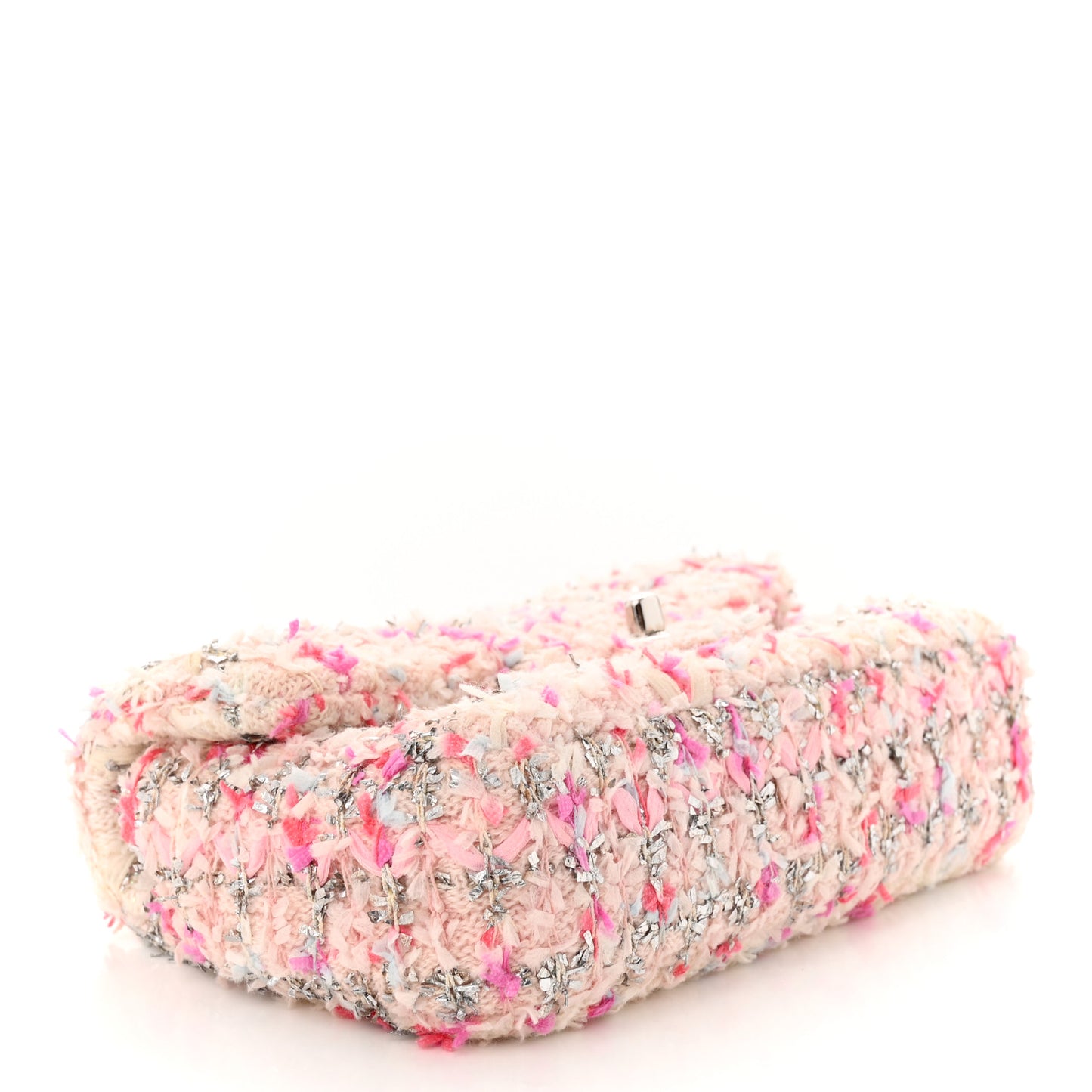 Tweed Quilted Mini Rectangular Flap Light Pink Silver Blue