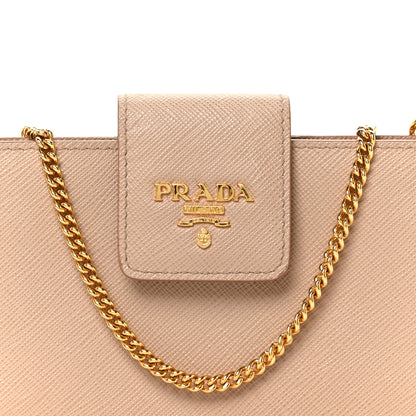 Prada Saffiano Metal Phone Wristlet Crossbody Wallet Cammeo 6 of 8