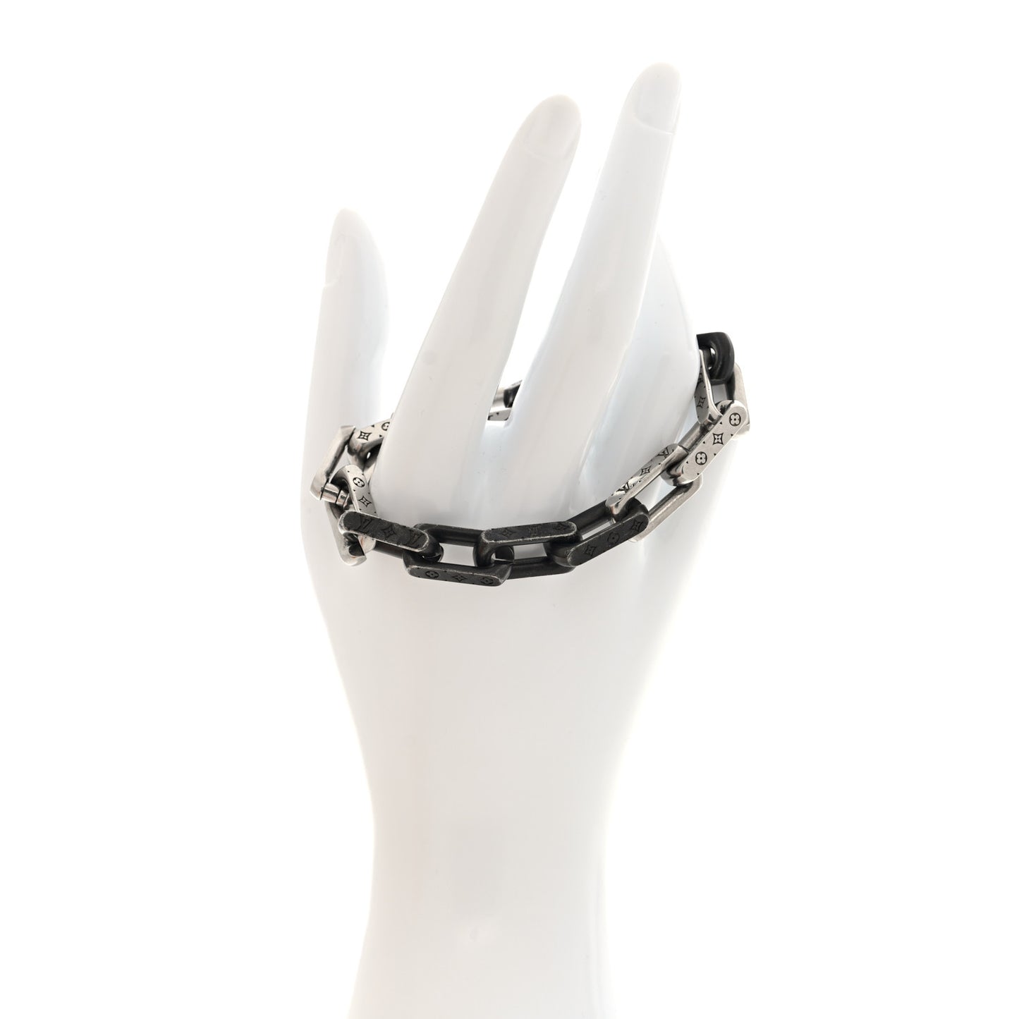 Metal Monogram Chain Bracelet Silver Black