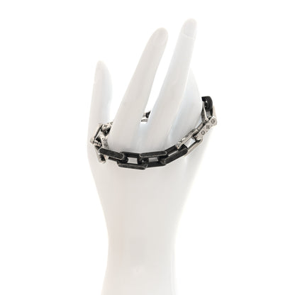 Louis Vuitton Metal Monogram Chain Bracelet Silver Black 2 of 6