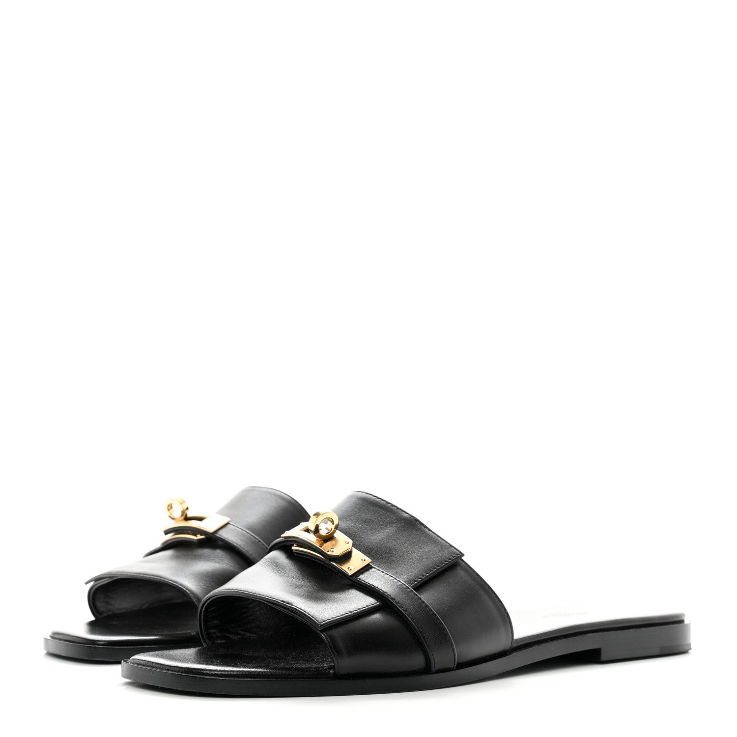 Hermes Calfskin Giulia Sandals 40.5 Black 3 of 8