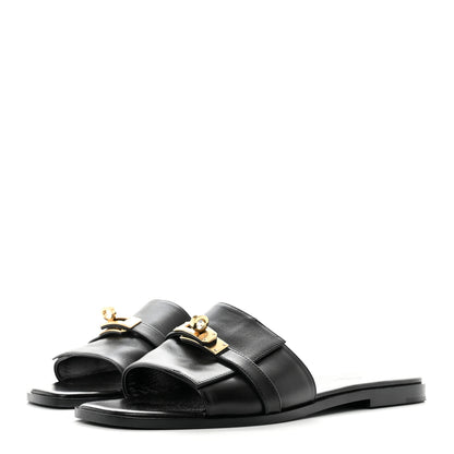 Hermes Calfskin Giulia Sandals 40.5 Black 3 of 8