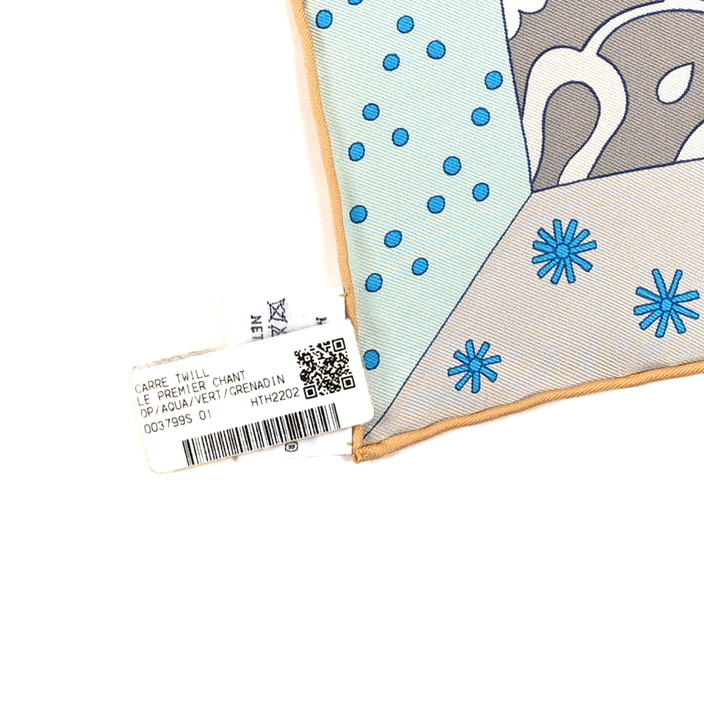 Silk Twill Le Premier Chant Scarf 90 Aqua Vert Grenadine