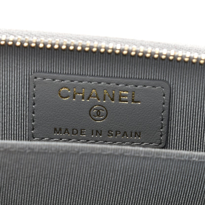 Chanel Caviar Quilted Zip Coin Purse Grey 6 of 9