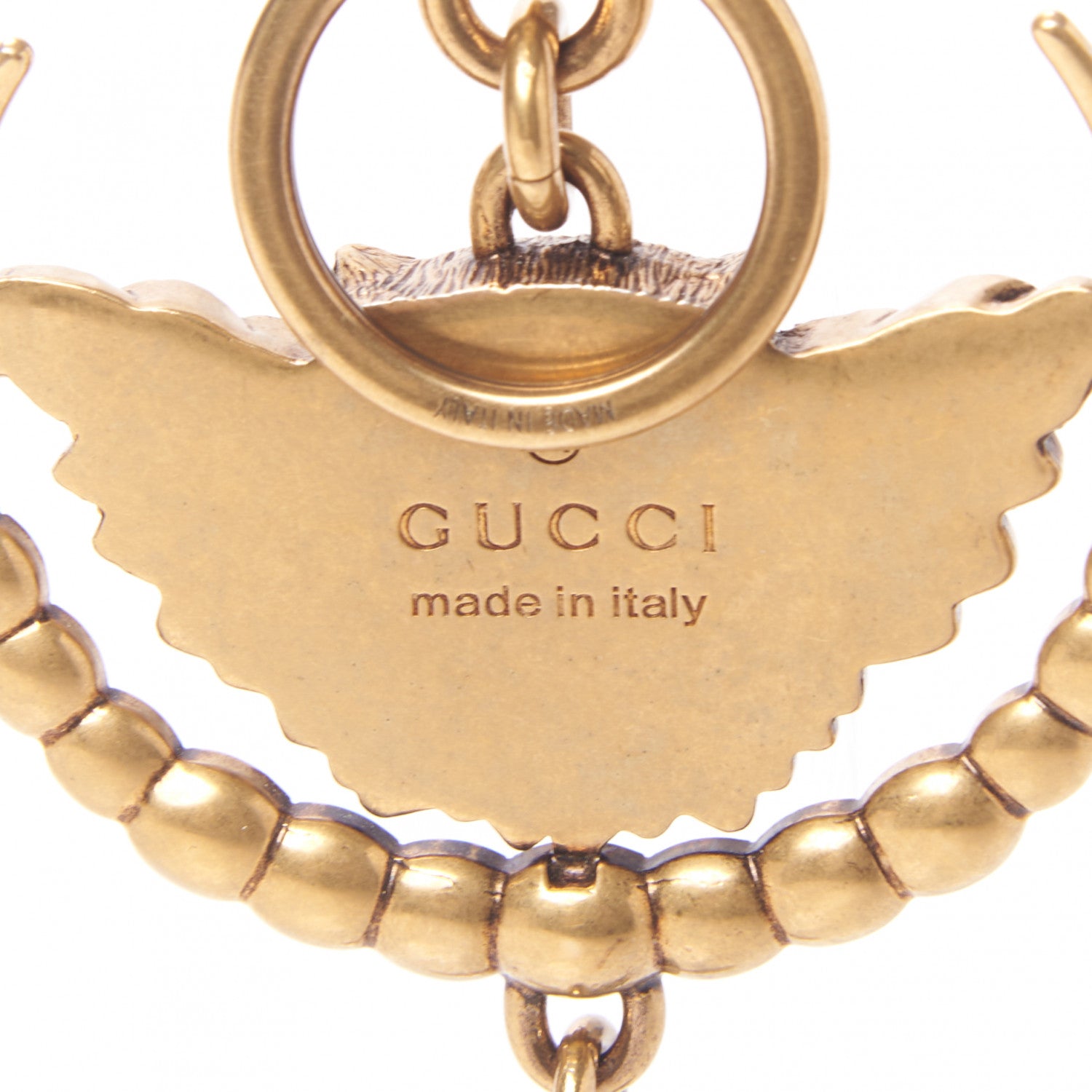 Gucci Metal Pearl Interlocking GG Tiger Key Charm Gold 4 of 4