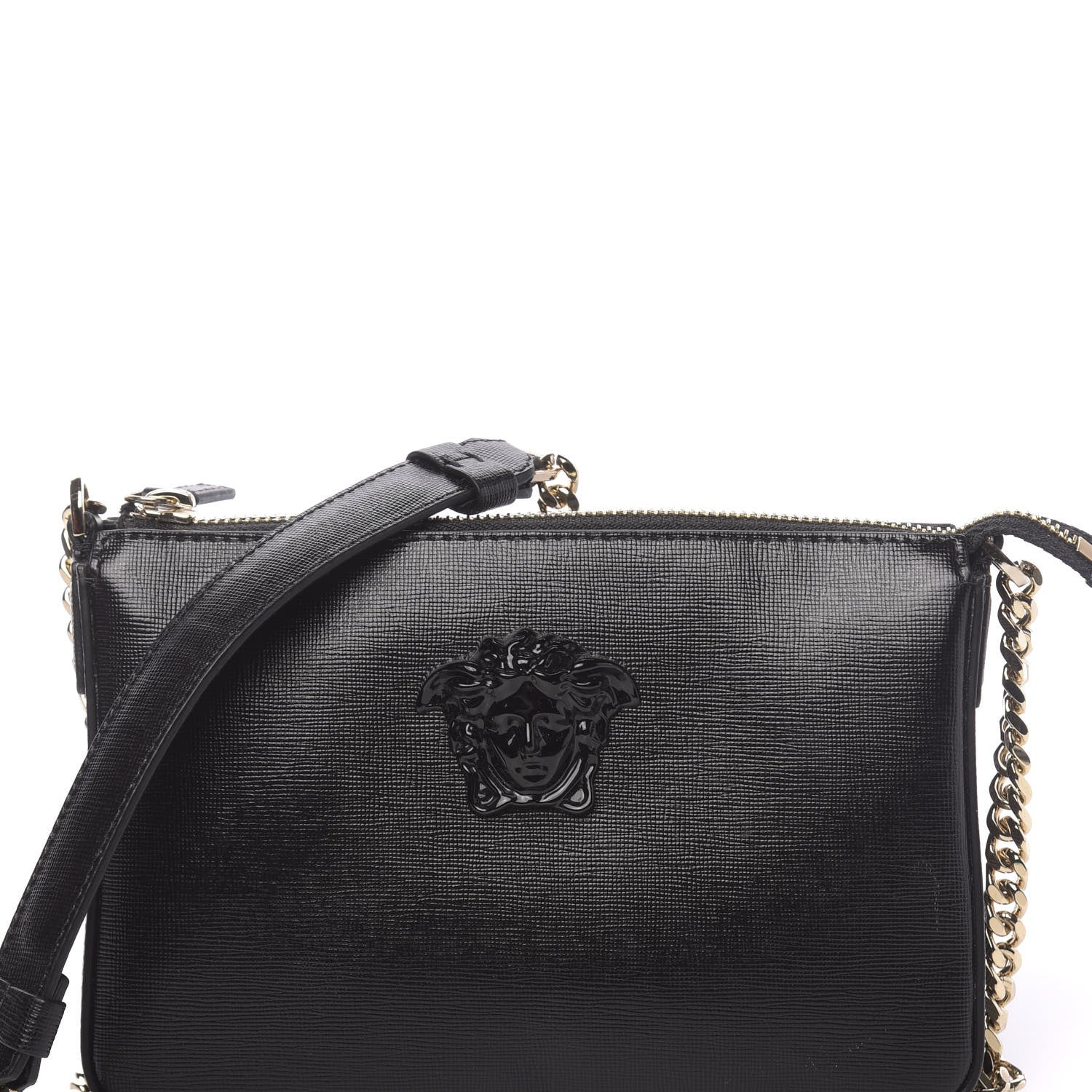 Versace Saffiano Calfskin Palazzo Chain Crossbody Black 9 of 10
