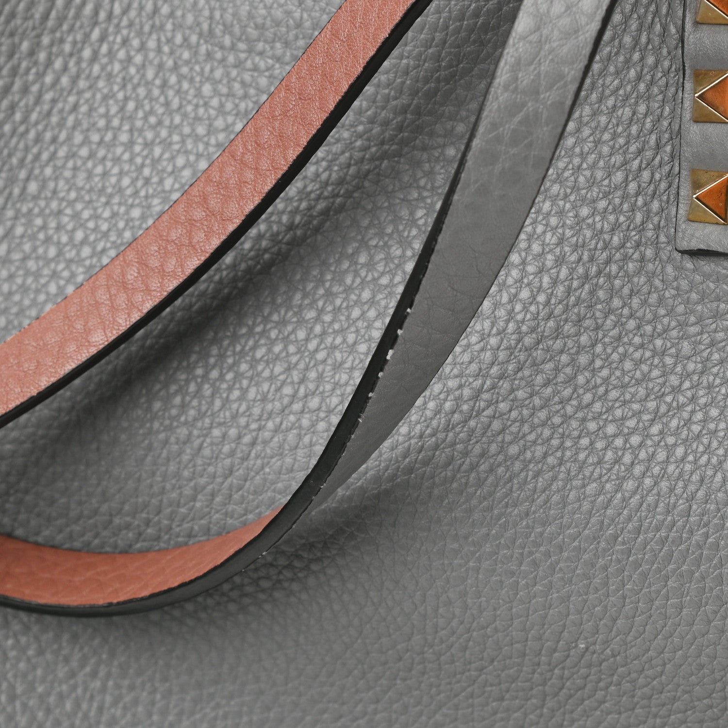 Valentino Garavani Grained Calfskin Medium Rockstud Reversible Tote Dark Rose Grey 21 of 22