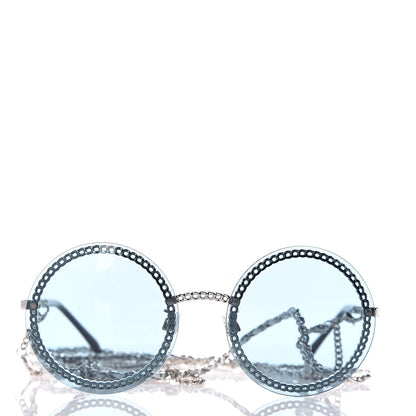 Chanel Chain Round Sunglasses 4245 Blue Silver 5 of 8
