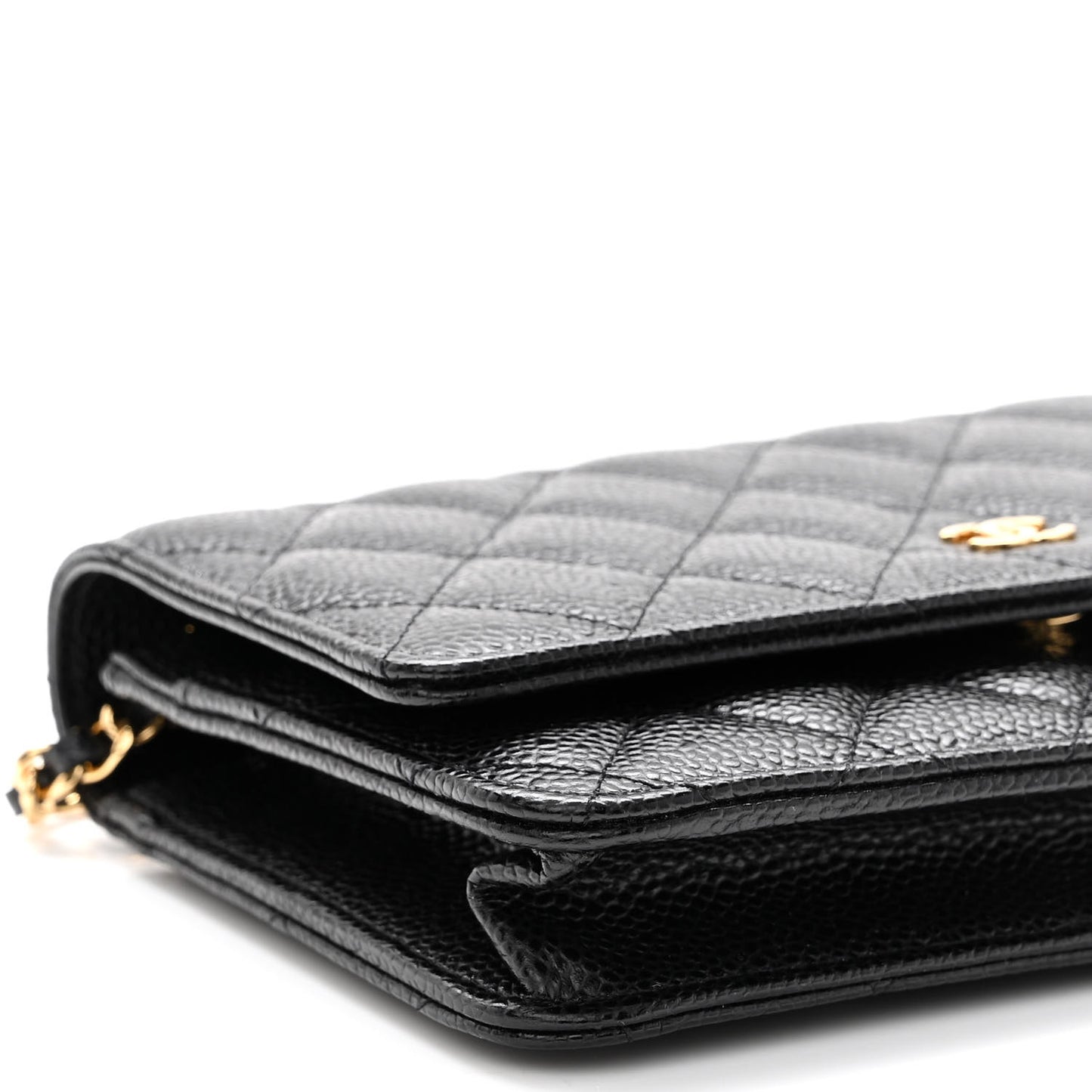 Caviar Quilted Wallet on Chain WOC Black