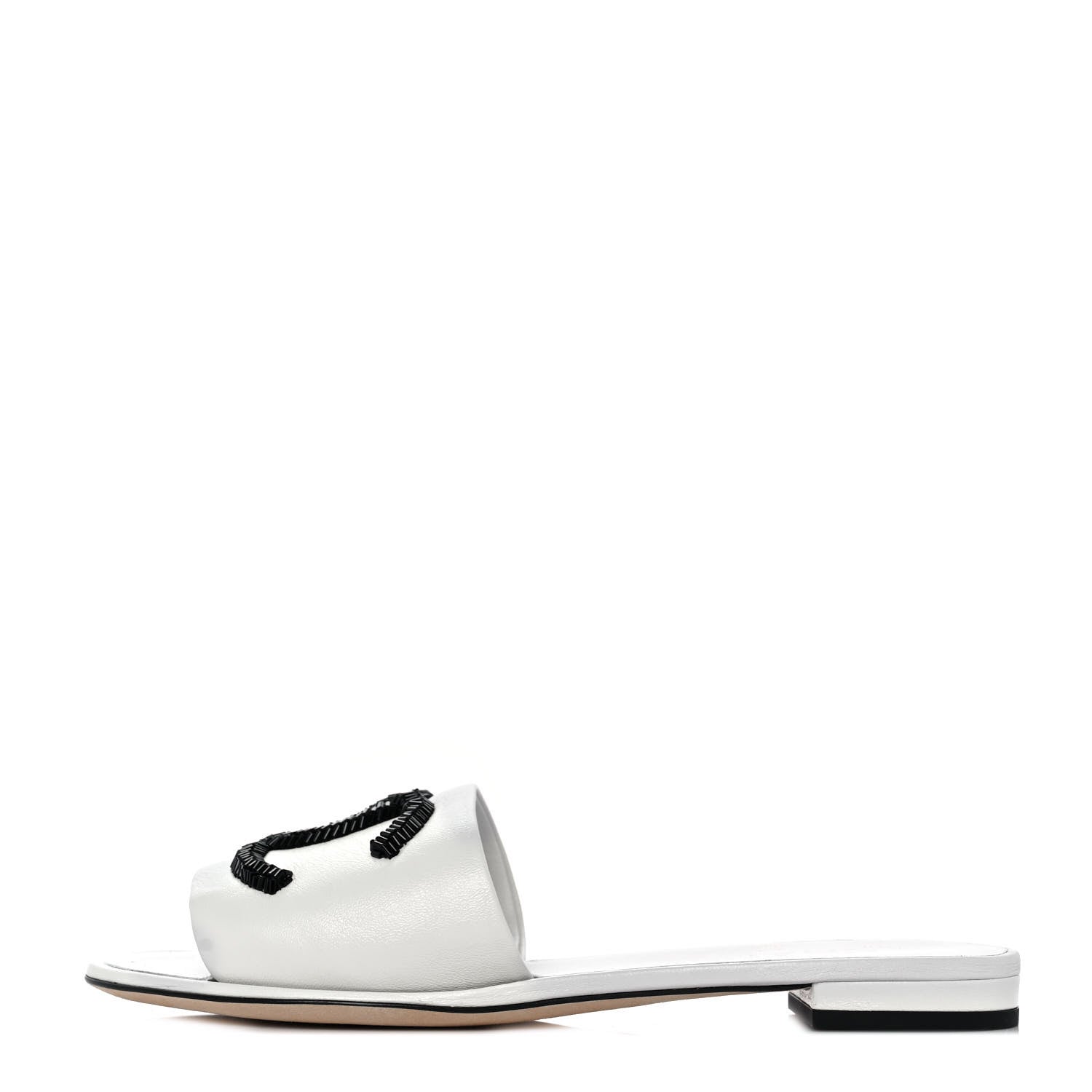 Chanel Lambskin Beaded CC Mules 36.5 White 1 of 8