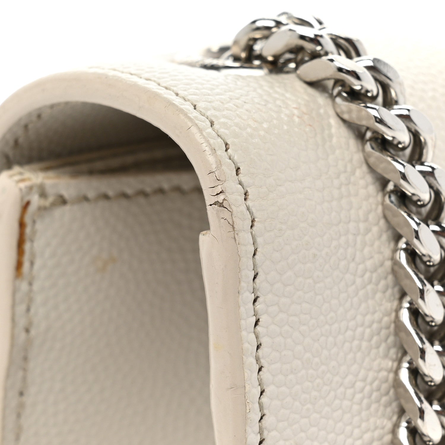 Saint Laurent Grain De Poudre Small Monogram Kate Satchel Icy White 19 of 27
