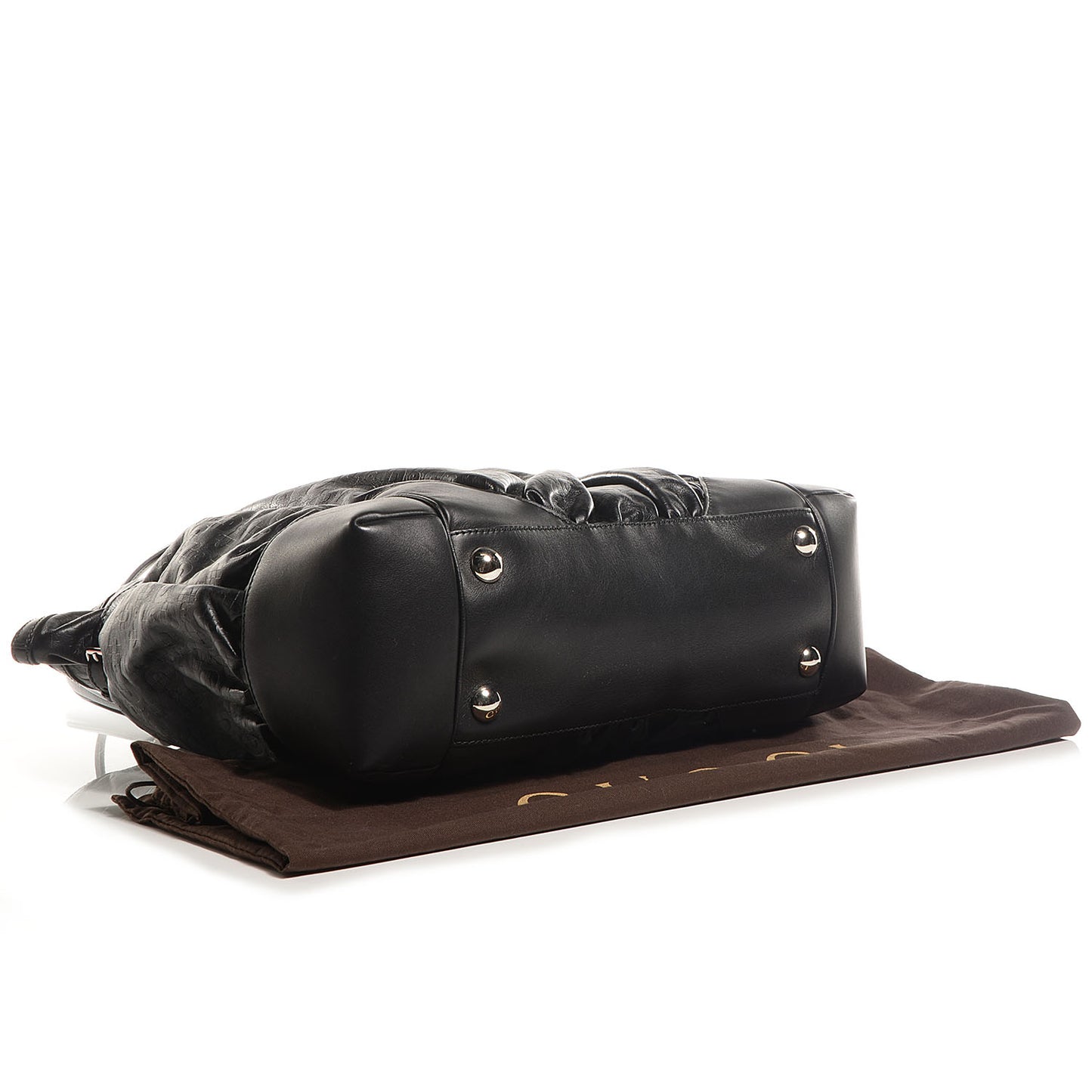 Horsebit Embossed Full Moon Tote Black