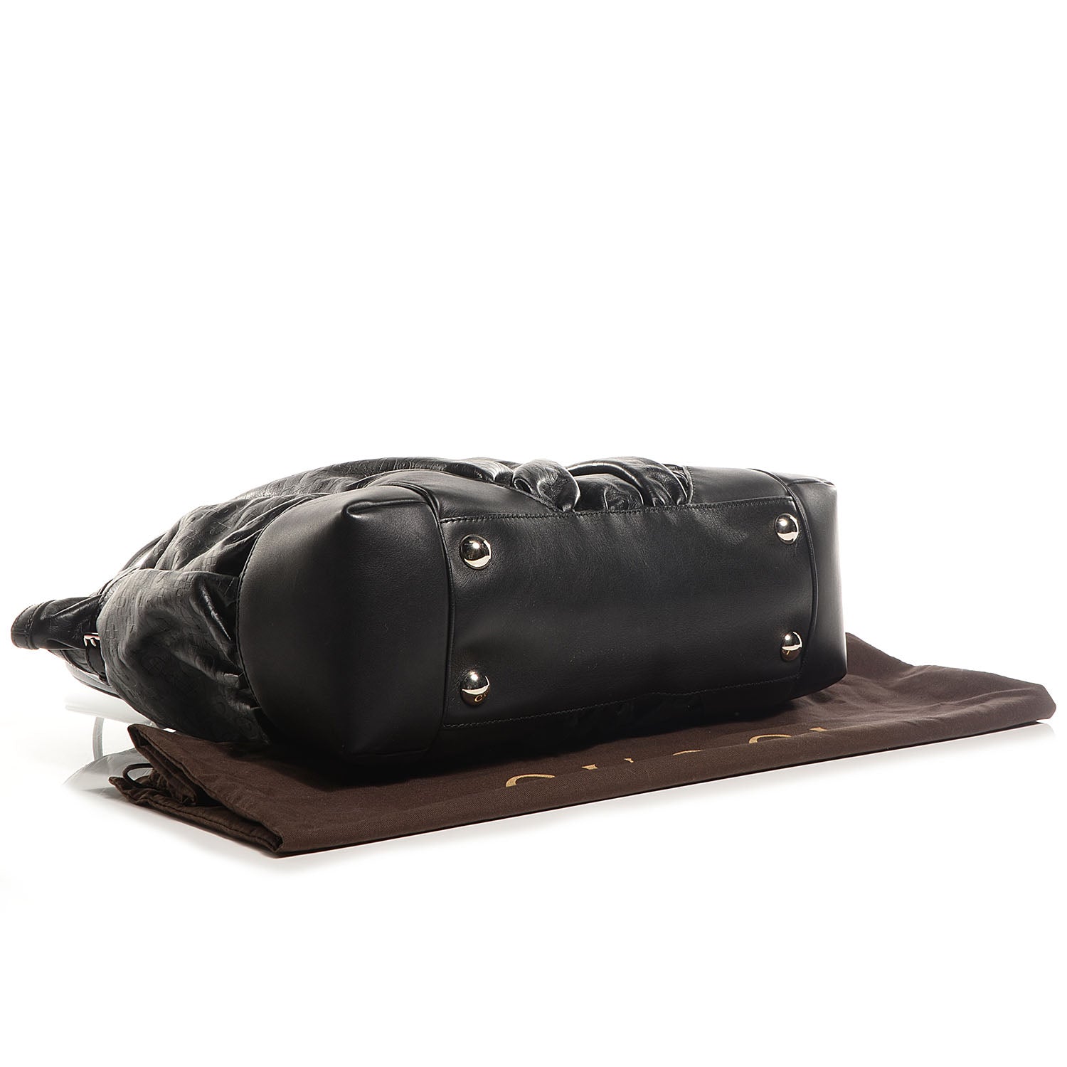 Gucci Horsebit Embossed Full Moon Tote Black 4 of 7