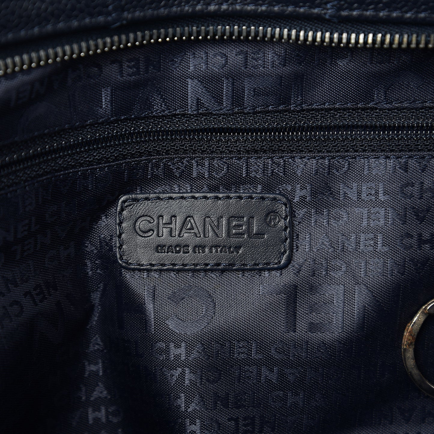 Caviar Square Stitched Satchel Navy