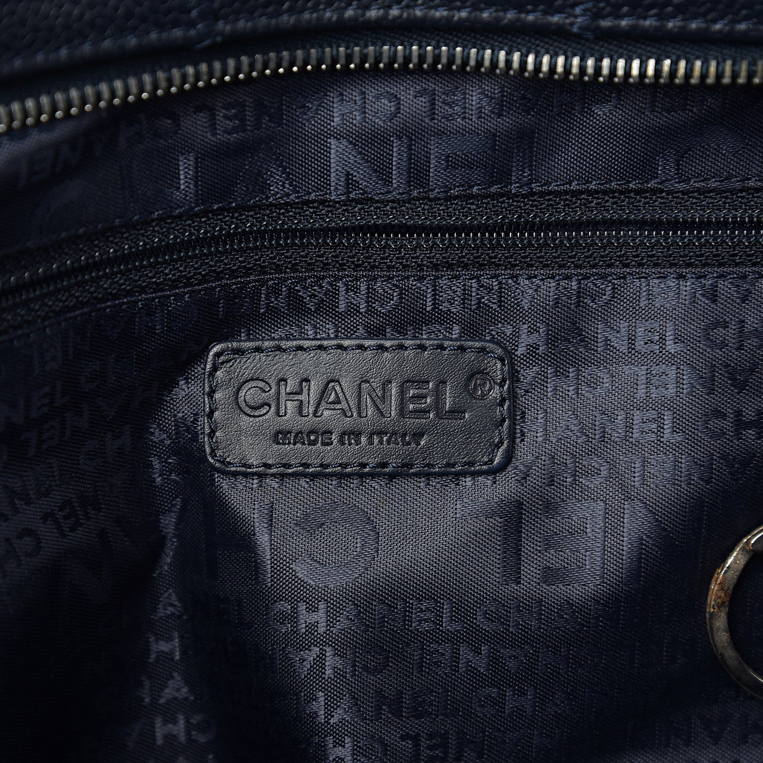 Chanel Caviar Square Stitched Satchel Navy 5 of 9