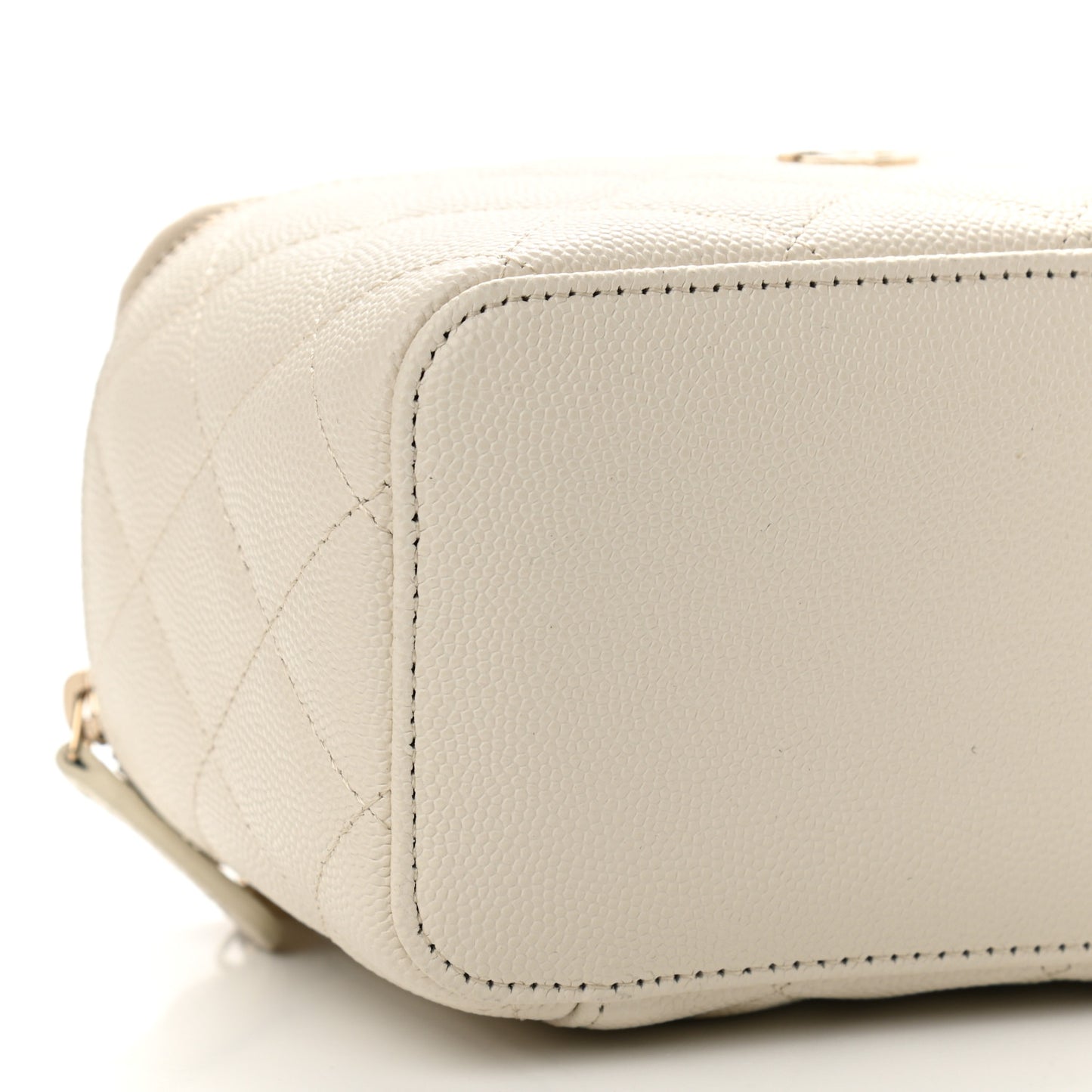 Caviar Quilted Small Vanity Case With Chain White