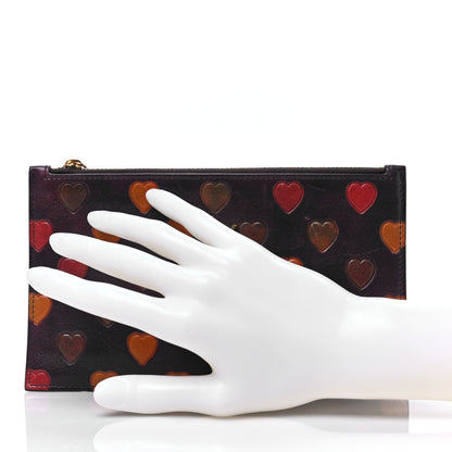 Saint Laurent Lambskin Heart Embossed Monogram Bill Pouch Vintage Cognac 2 of 7