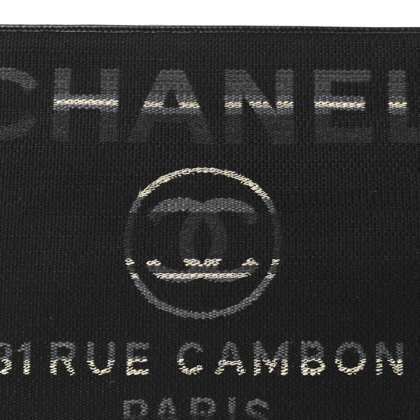 Striped Canvas Large Deauville Cosmetic Pouch Black