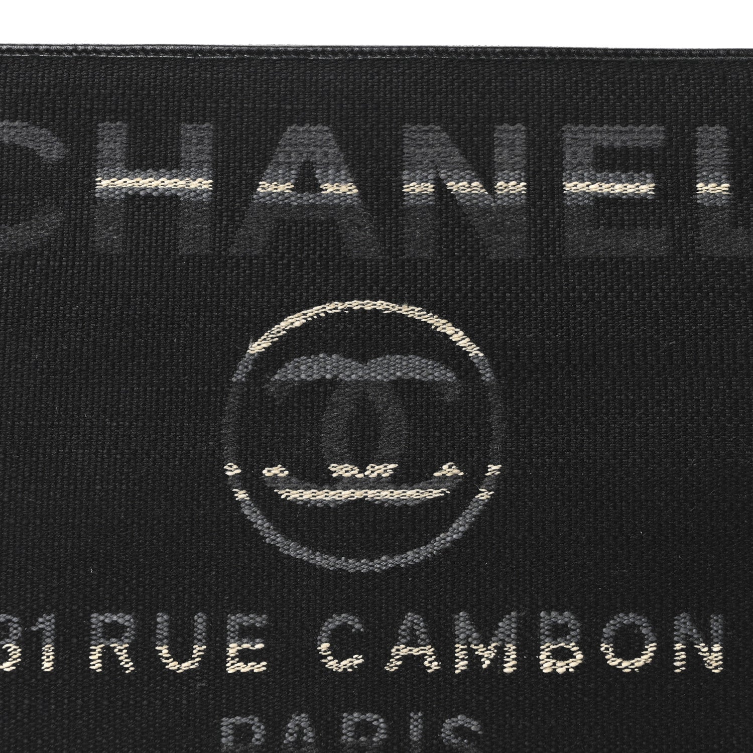 Chanel Striped Canvas Large Deauville Cosmetic Pouch Black 8 of 10
