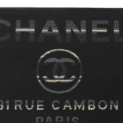 Chanel Striped Canvas Large Deauville Cosmetic Pouch Black 8 of 10