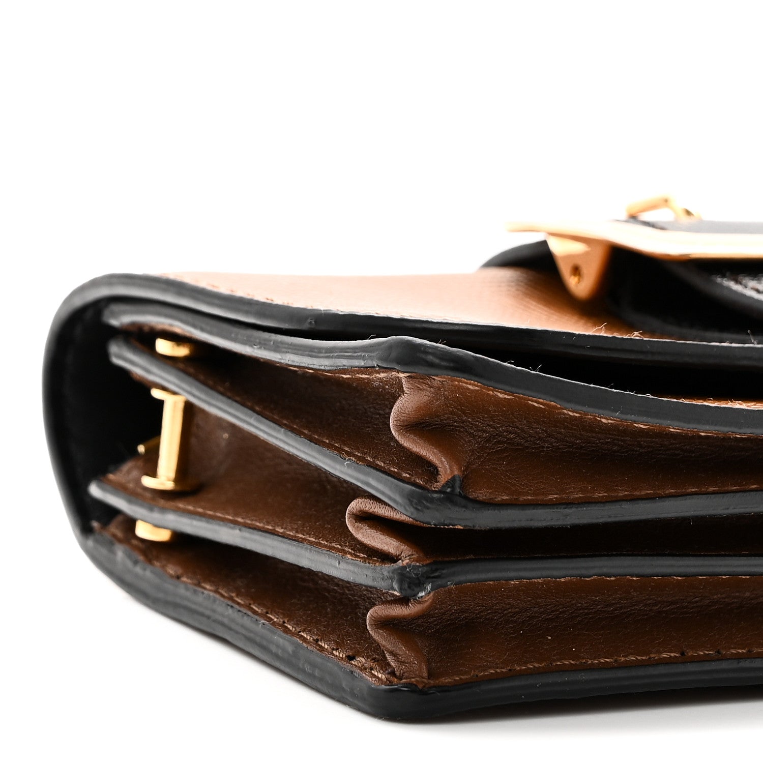 Burberry Grainy Calfskin Bridle Small Madison Buckle Bag Tan Black 8 of 9