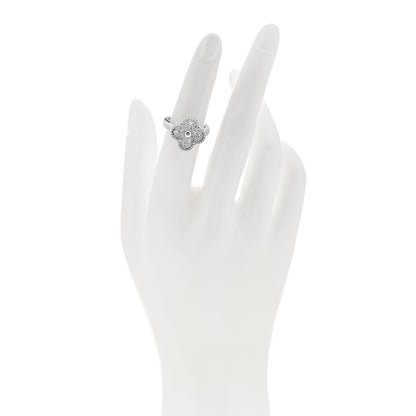 Van Cleef & Arpels 18K White Gold Diamond Vintage Alhambra Ring 50 5.25 2 of 6