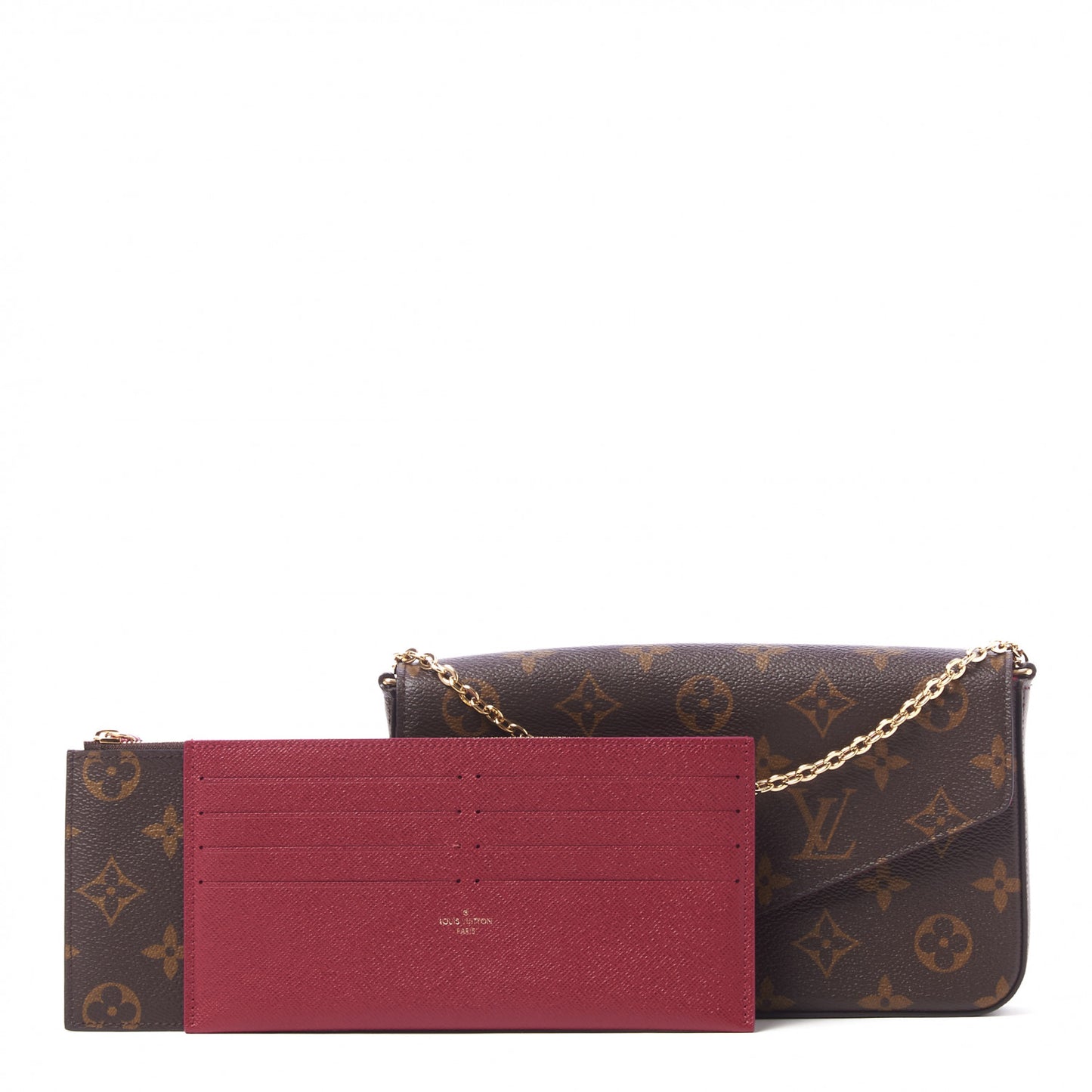 Monogram Pochette Felicie Chain Wallet Fuchsia