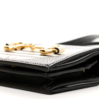 Gucci X ADIDAS Textured Dollar Calfskin Trefoil Horsebit 1955 Card Case Wallet With Strap Black Off White 10 of 10