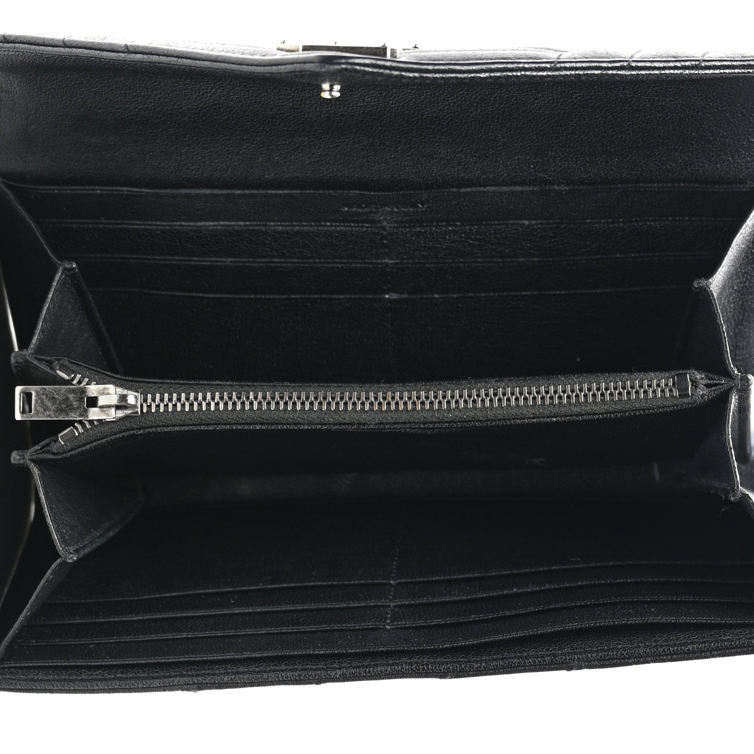 Saint Laurent Lambskin Mixed Matelasse Quilted Large Monogram Envelope Wallet Black 4 of 7