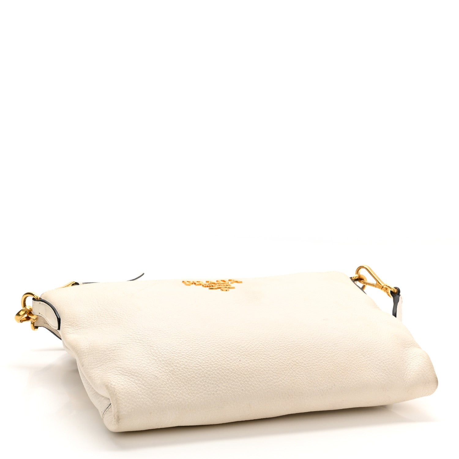 Prada Vitello Daino Zippered Shoulder Bag White 4 of 12