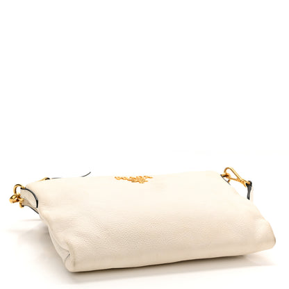 Prada Vitello Daino Zippered Shoulder Bag White 4 of 12