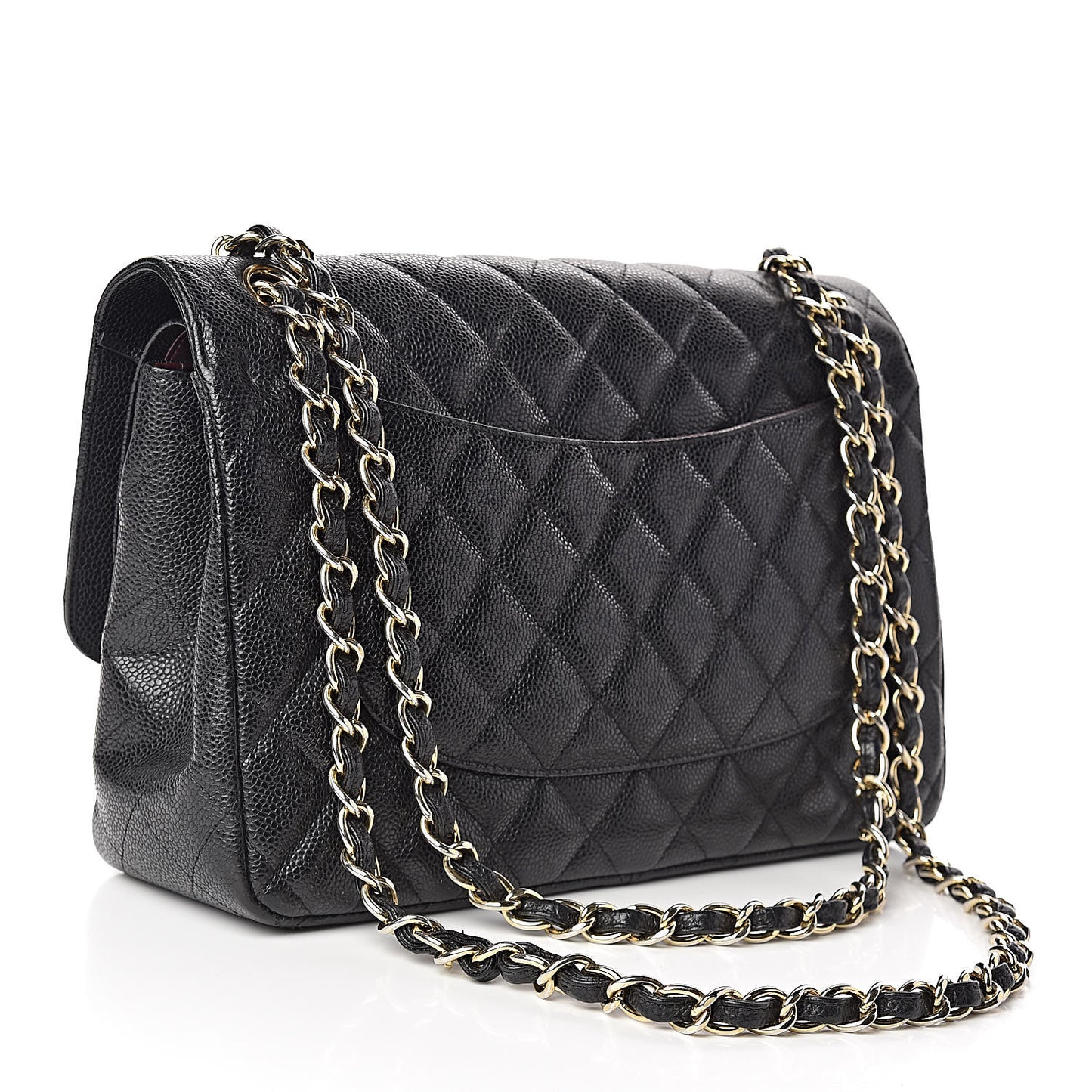 Caviar Quilted Jumbo Double Flap Black