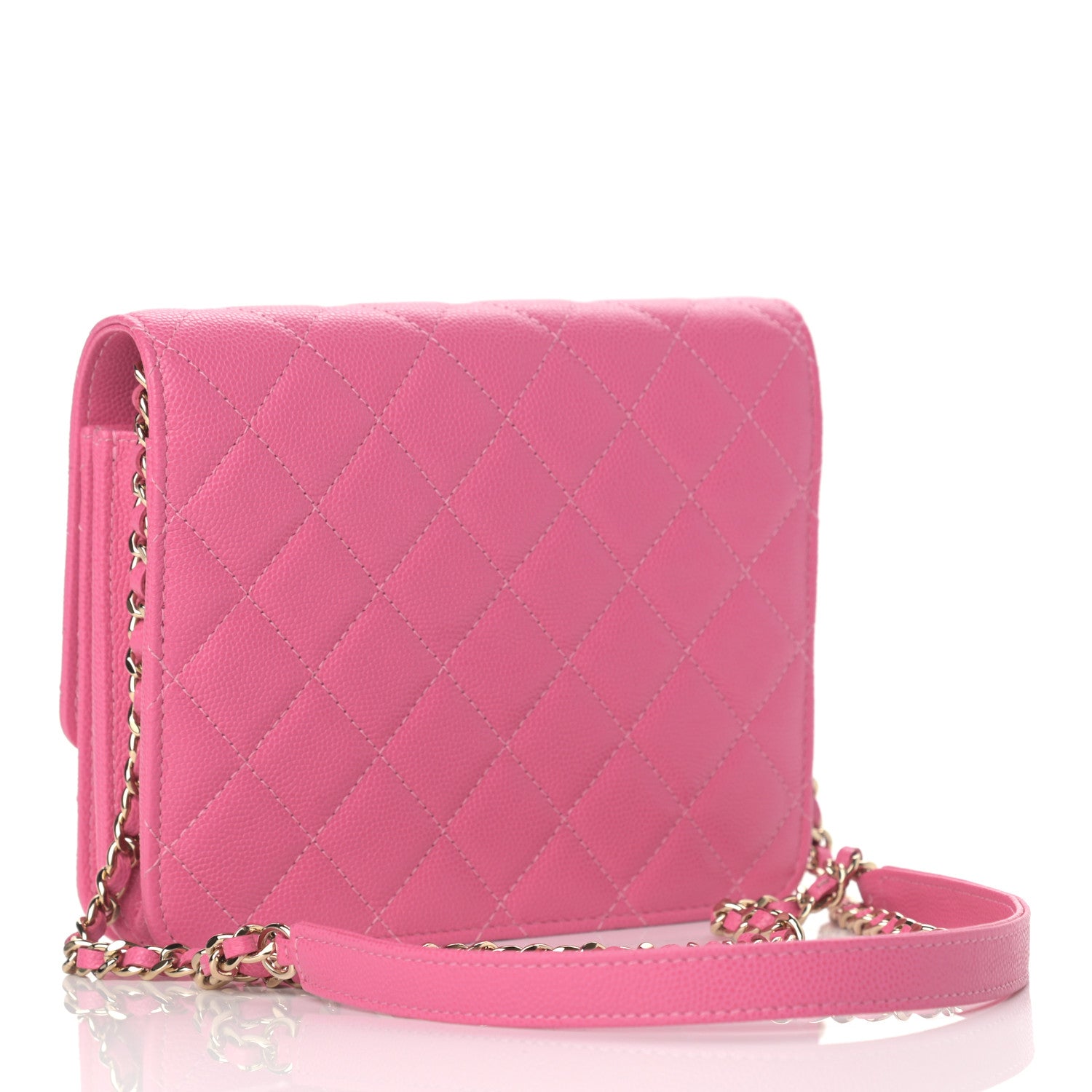 Chanel Caviar Quilted Square Wallet On Chain WOC Pink 2 of 11