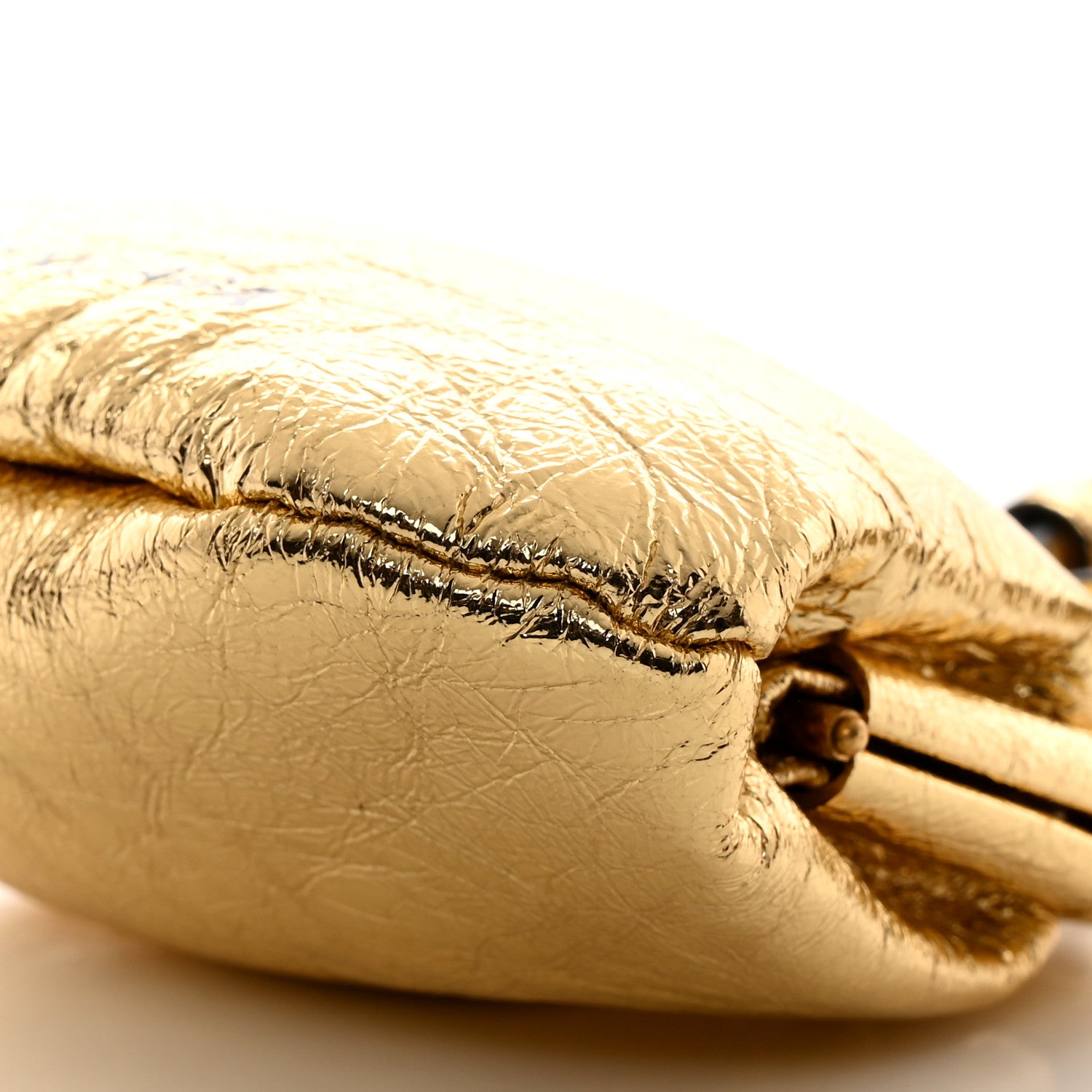 Balenciaga Metallic Textured Calfskin Logo Cloud Coin Purse With Strap Gold 10 of 11